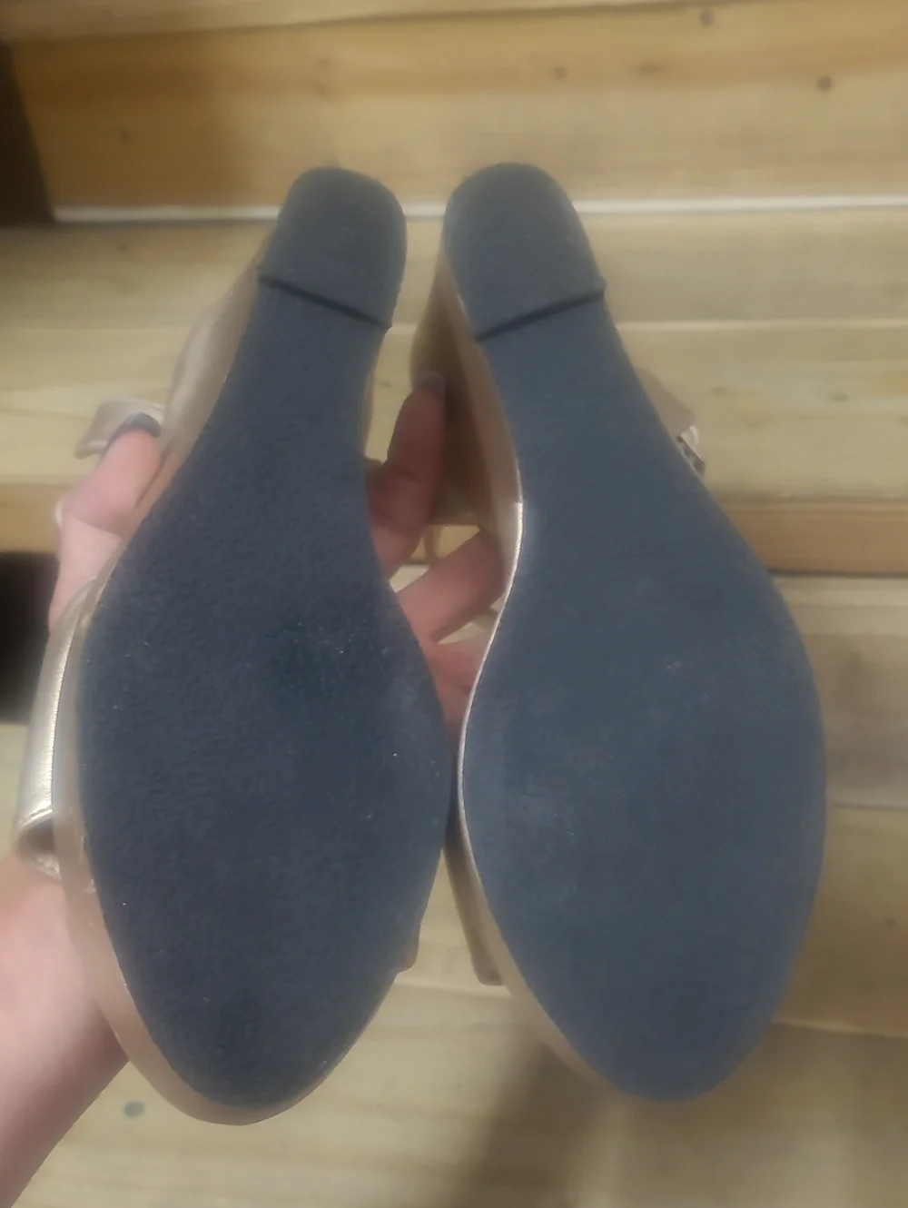 Gold Wedge Sandals, Size 8